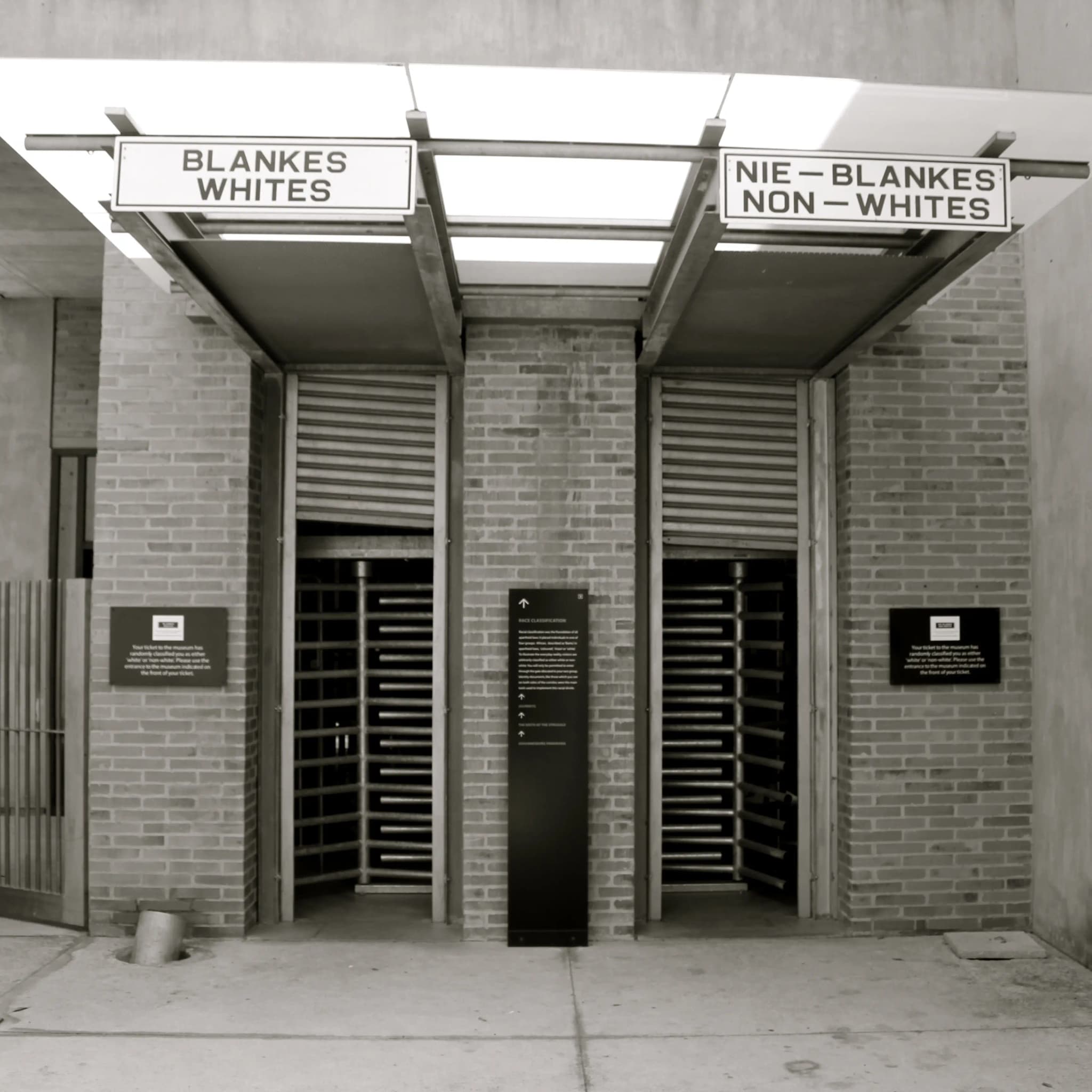 Apartheid Museum entrance in Johannesburg showcasing South Africa's history of segregation and reconciliation
