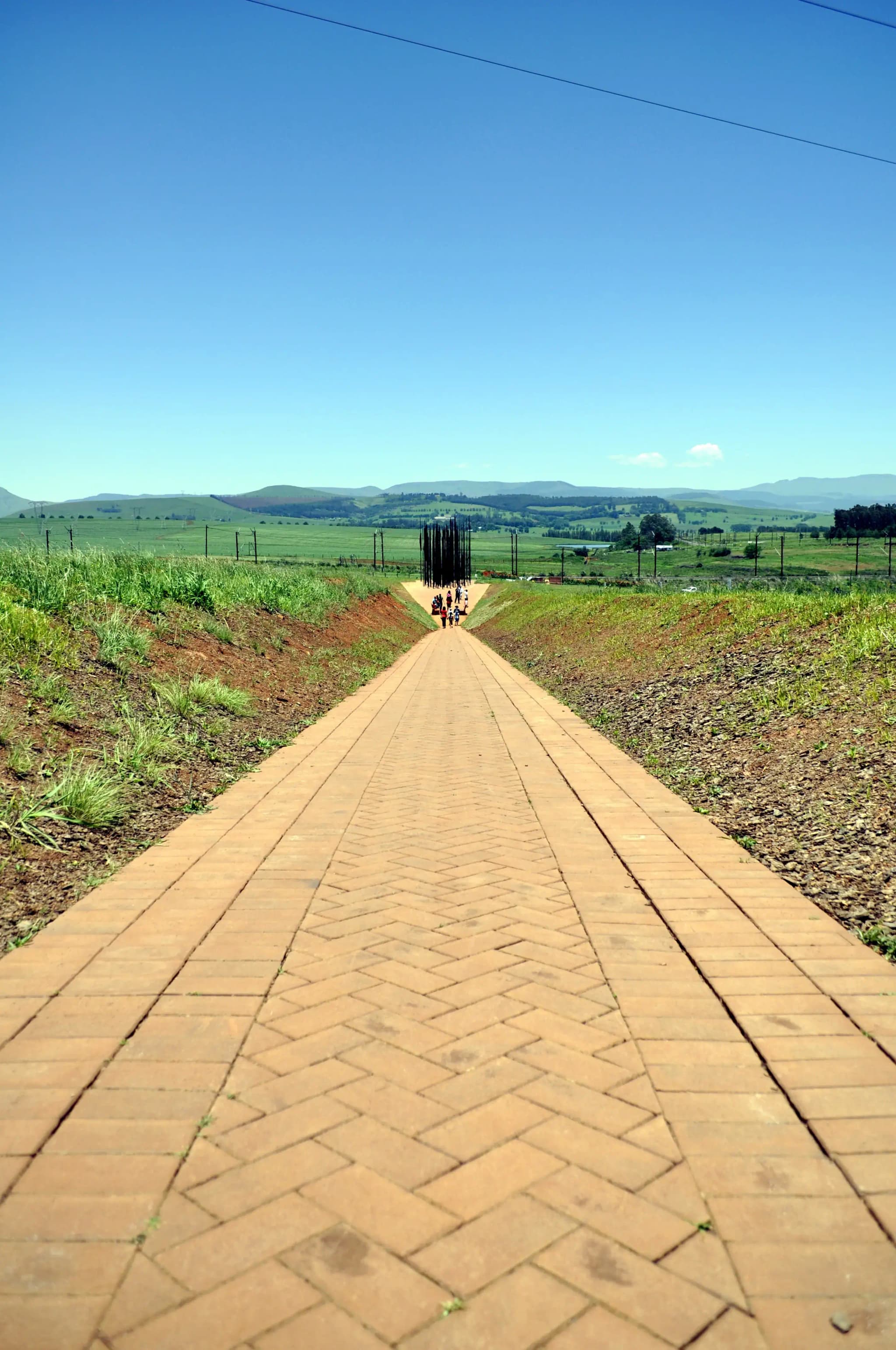 Nelson Mandela Capture Site sculpture made of steel columns in Howick, KwaZulu-Natal